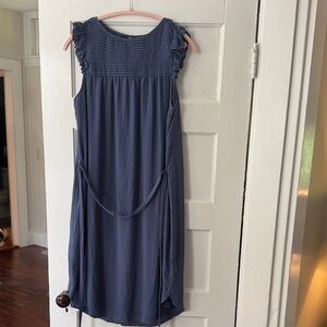 H&M Blue Ruffle-Sleeve Midi Dress